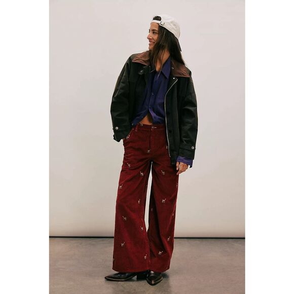 New Free People We The Free Clifton Cord Wide-Leg Jeans Size 27 Womens Jeans - Picture 1 of 10